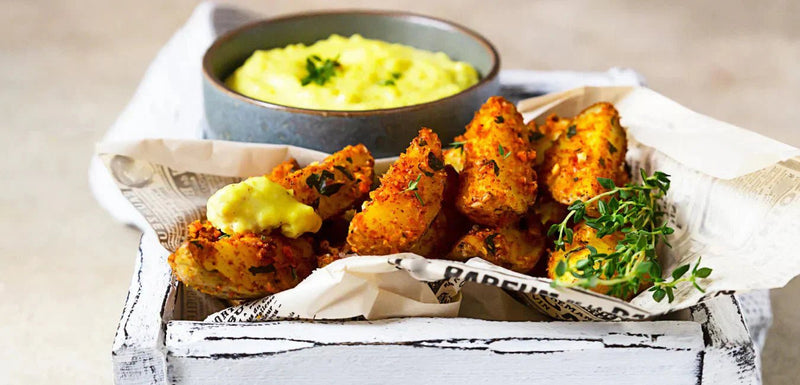Baked Curry Fries with Coconut-Thyme Superfood Dip - My Store