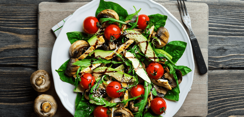 Spinach Salad with Grilled Chicken, Avocado, Walnuts and Apple Cider Vinaigrette - My Store