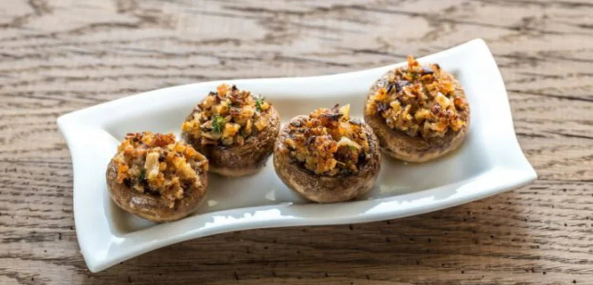 Stuffed Mushrooms with Coconut Bacon & Macadamia Nut Cheeze - My Store