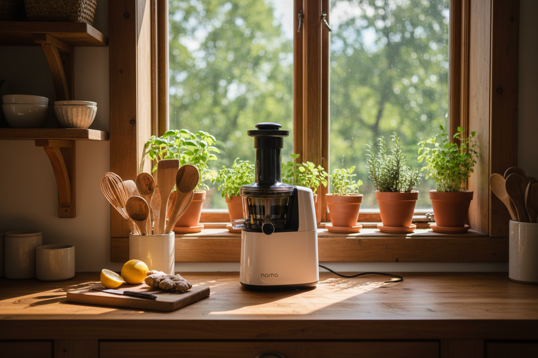 more wooden look and juicer whitw nama juicer  herb pots on window ciel is great 